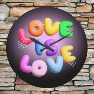 Horloge murale 3D arc-en-ciel de fierté "L'amour e