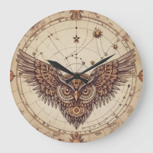 Horloge murale à ailes de hibou Steampunk Mechan