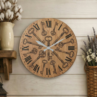 Horloge murale à clés vintage avec chiffres romain