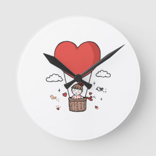 Horloge murale à cœur rouge – Décoration de la Sai