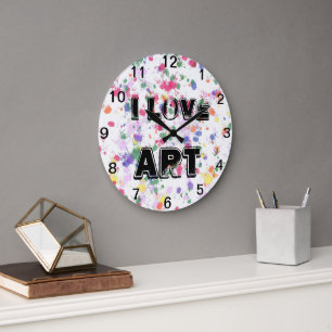 Horloge murale à éclaboussures de peinture d'amour