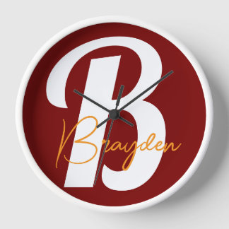 Horloge murale à monogramme personnalisé