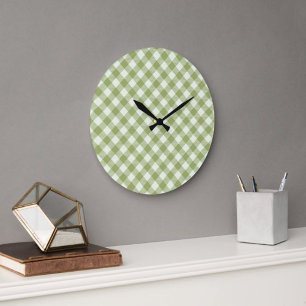Horloge murale à motif carreaux verts
