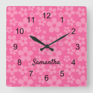 Horloge murale à motif rose