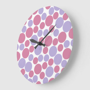 Horloge murale à pois rose mat et lavande