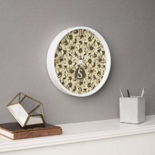 Horloge murale à ton sépia avec charme vintage tou