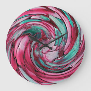 Horloge murale abstraite dauphin vs aigle PINK N T