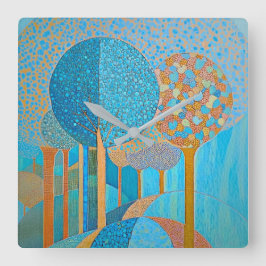 Horloge murale Abstraite de l'arbre bleu