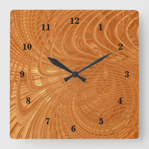 Horloge murale Abstraite des vagues dorées