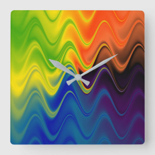 Horloge murale abstraite multicolore ondulée
