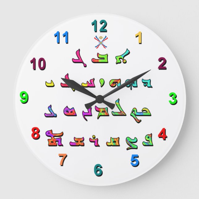 Horloge murale acrylique alphabétique assyrienne (Recto)