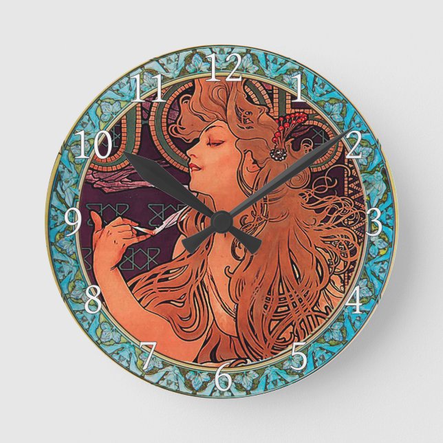 Horloge murale acrylique Art Nouveau Alphonse Much (Recto)
