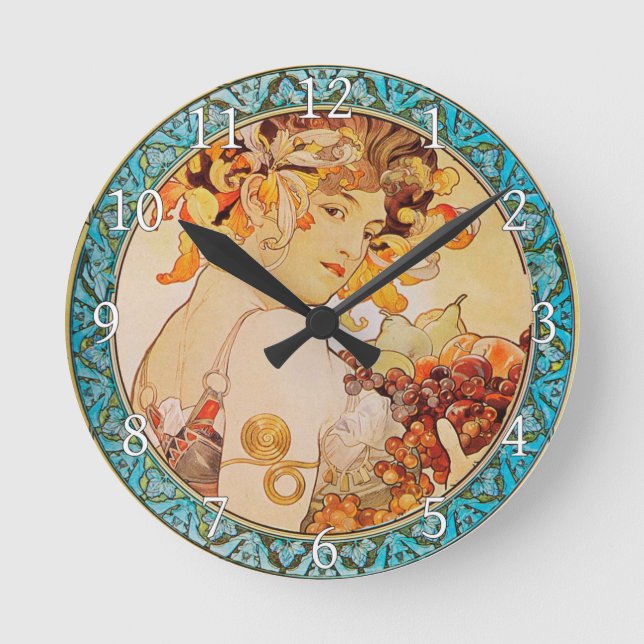 Horloge murale acrylique Art Nouveau Alphonse Much (Recto)