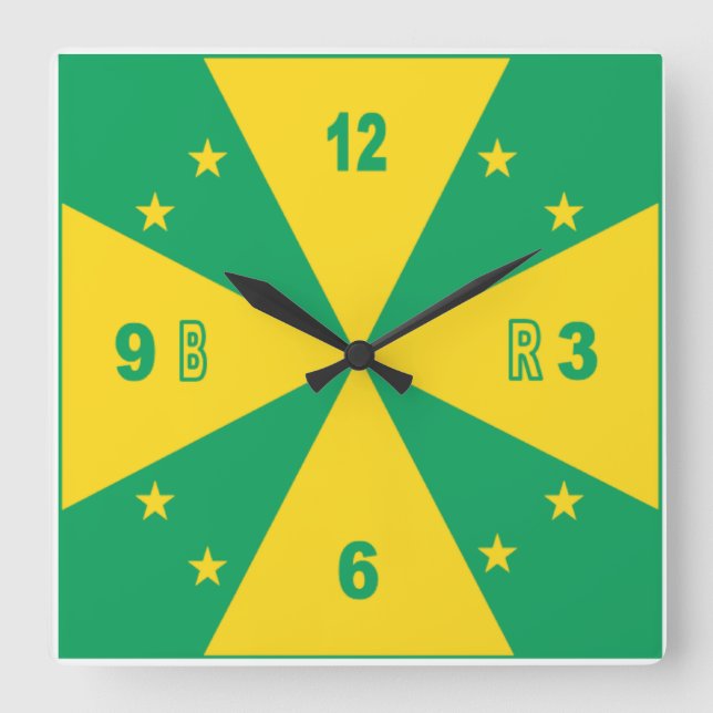 Horloge murale acrylique, Carrée DESIGN BRÉSIL (Recto)