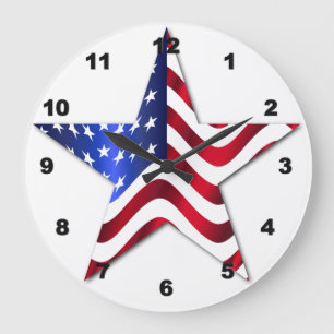 Horloge murale acrylique de l'étoile Drapeau Usa