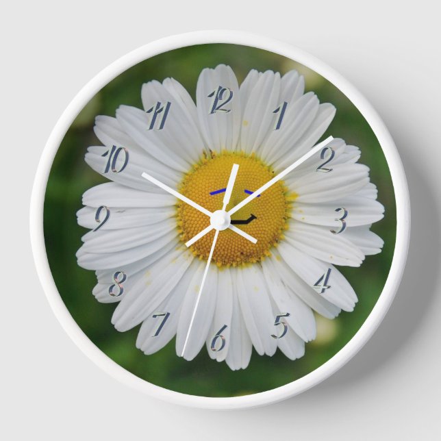 Horloge murale acrylique de marguerite souriante (Recto)