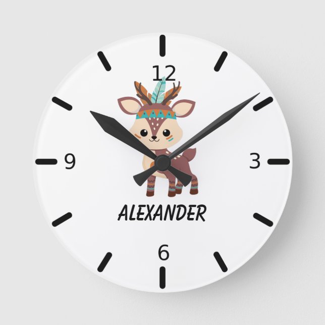 Horloge murale acrylique des cerfs de bois (Recto)