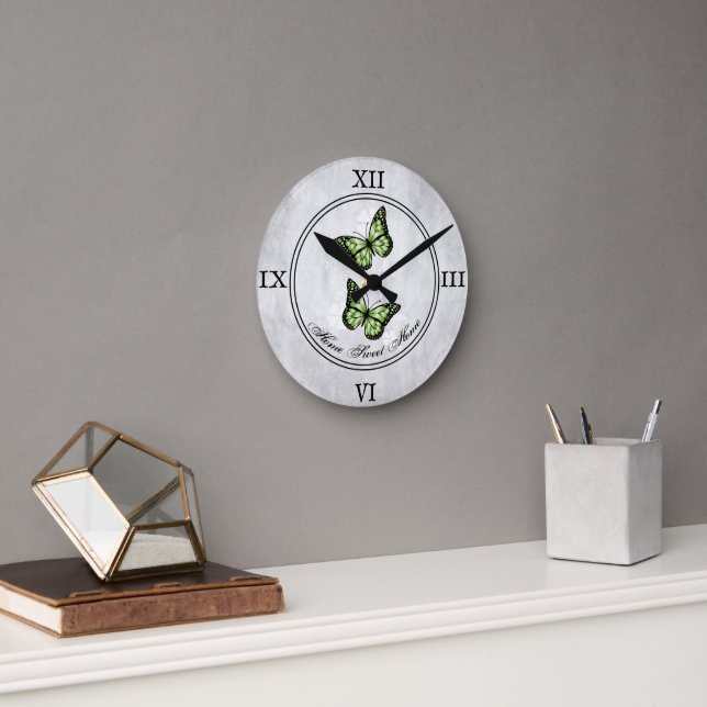 Horloge murale acrylique du papillon vert (Bureau)