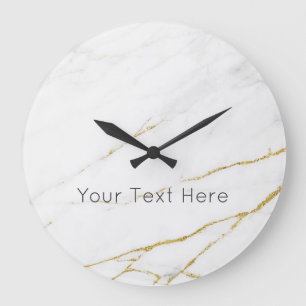 Horloge murale acrylique en marbre d'or personnali