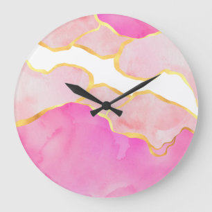Horloge murale acrylique moderne Abstraite rose or