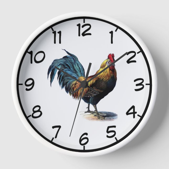 Horloge murale acrylique ronde coq (Recto)