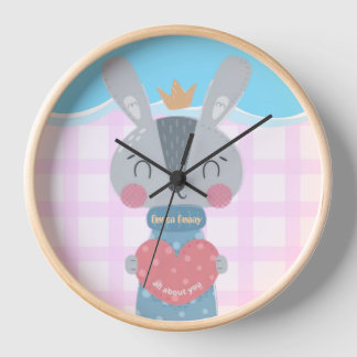 Horloge murale acrylique ronde Queen Bunny