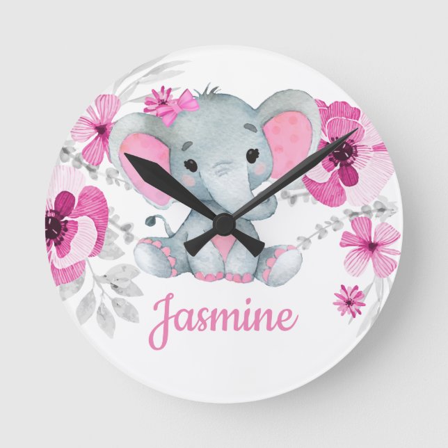 Horloge murale acrylique rose gris, ronde (moyenne (Recto)