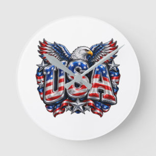 Horloge murale aigle athlétique USA 3D brillante e