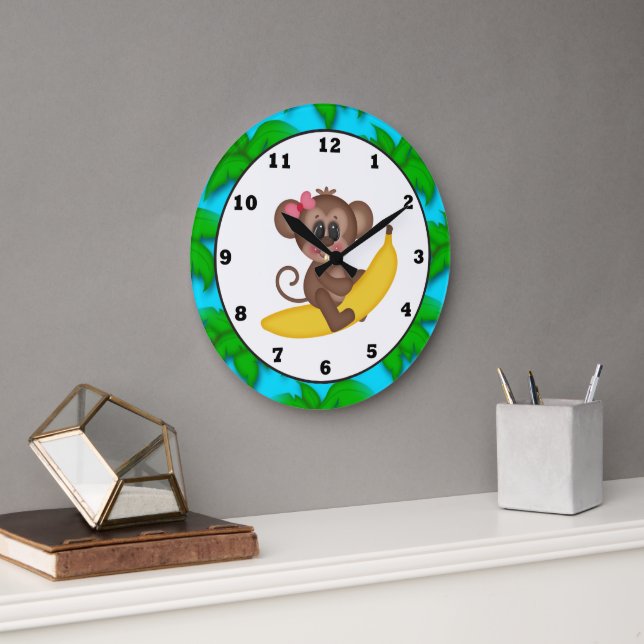 Horloge murale amusante du singe du dessin (Bureau)