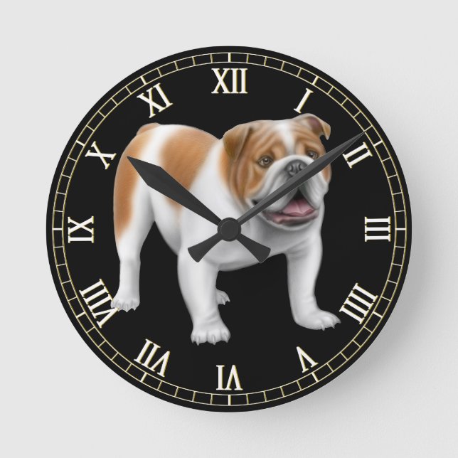 Horloge murale anglaise amicale de bouledogue (Recto)