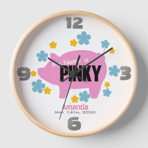 Horloge murale anniversaire "Pinky the Pig"