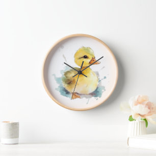 Horloge murale aquarelle bébé canard
