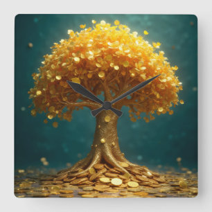 Horloge murale arbre à argent