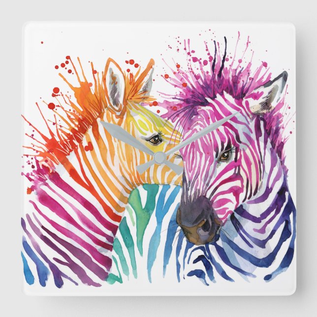 Horloge murale arc-en-ciel Zebra (Recto)