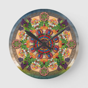 Horloge murale arménienne de raisins de mandala