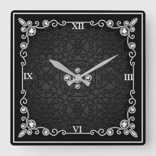 Horloge murale Art déco noir et argent