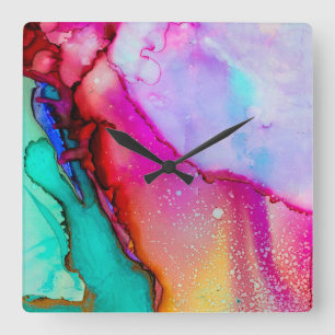 Horloge murale artistique colorée