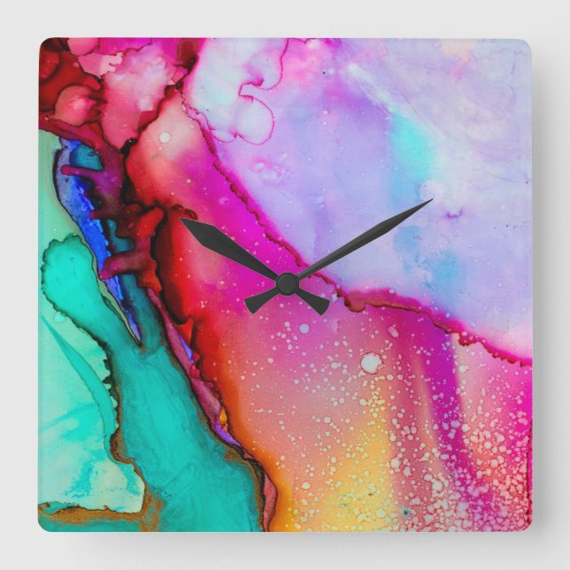 Horloge murale artistique colorée (Recto)