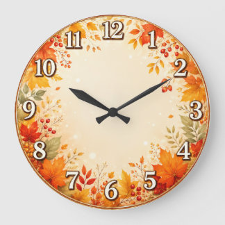 Horloge murale aux feuilles d'érable d'automne