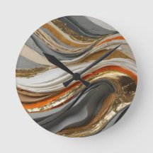 Horloge murale aux tons orange vif et gris