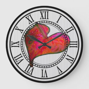 Horloge murale avec Anthurium rouge