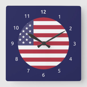 Horloge murale avec drapeau des États-Unis
