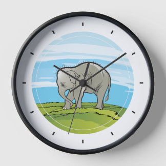 Horloge murale avec illustration d'un bébé éléphan