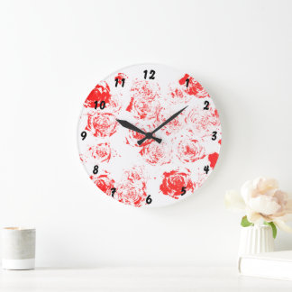 Horloge murale avec motif rose fait main