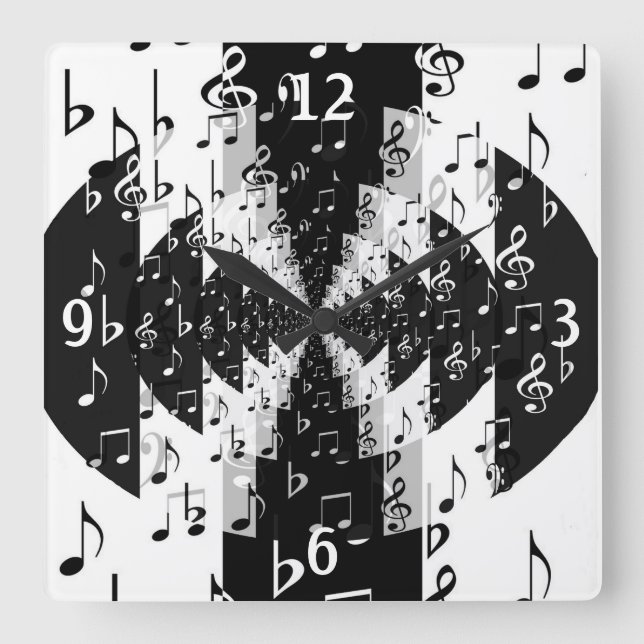 Horloge murale avec notes de musique Black & White (Recto)