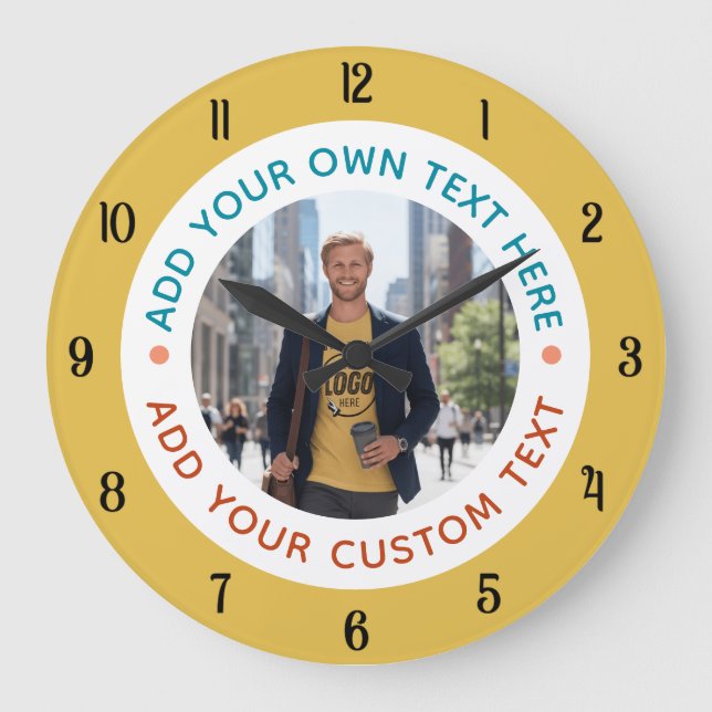 Horloge murale avec photo et texte personnalisés – (Recto)