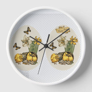 Horloge murale avec poulets