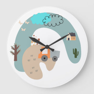 Horloge murale aventure pastel fantaisiste