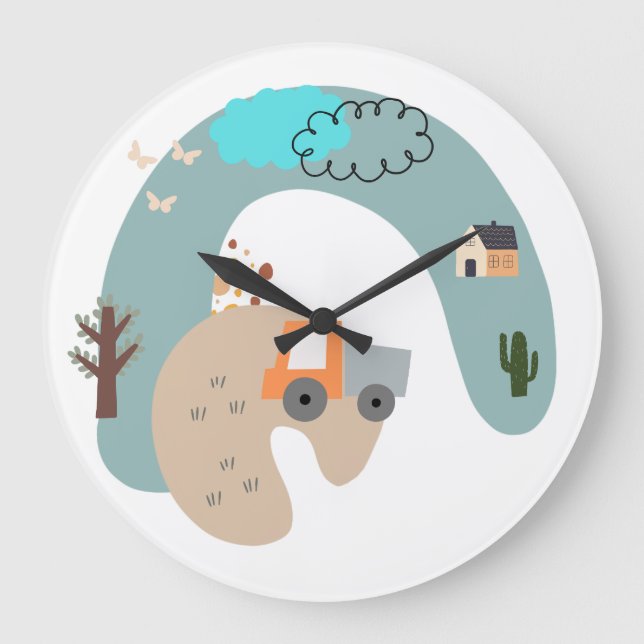 Horloge murale aventure pastel fantaisiste (Recto)