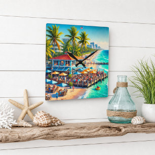 Horloge murale Beach Time Beach Cafe